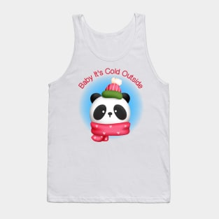 Cute Panda in Scarf and Winter Hat Tank Top